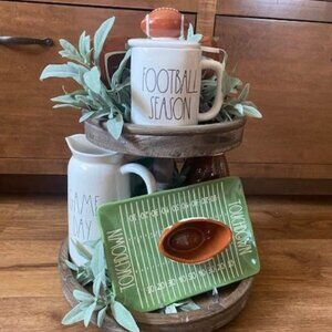 ATTENTION FOOTBALL FANATICS! Rae Dunn Tiered Tray Display
